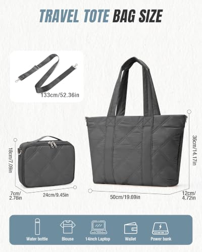 suradar Puffy Tote Bag for Women with Laptop Compartment Handbags - color: A3-dark Grey