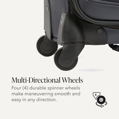 SwissGear Sion Softside Expandable Spinner Luggage Durable Lightweight Travel Suitcase, Dark Grey, Checked-Medium - color: Dark Grey, size: Checked-Medium