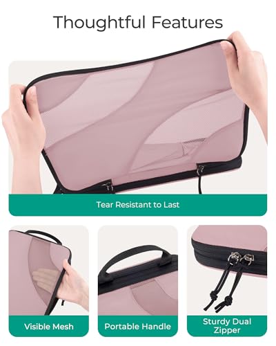 BAGSMART Compression Packing Cubes for Travel - color: Mist Purple, size: Set of 6