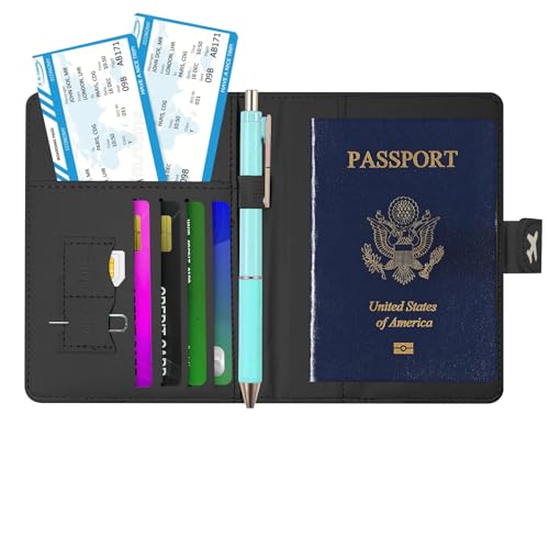 Passport Holder, Cute Travel Wallet Cover with RFID Blocking,Flower - color: D-Graphic
