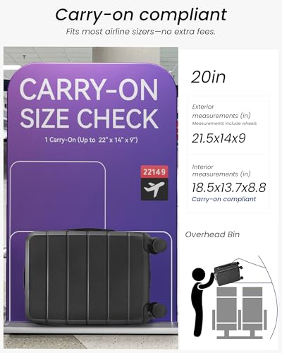 Expandable Hardshell Suitcase with TSA Lock, Carry-On Luggage, 20 Inch - color: Blue, size: 20 Inch