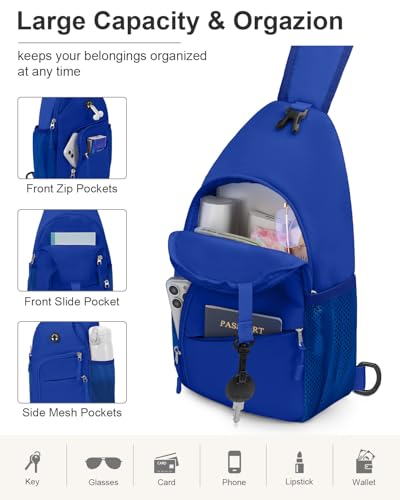 Pritent Crossbody Bags for Women Men Sling Bag Backpack Shoulder Bag - color: Royal Blue, size: Medium
