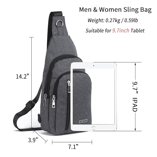 Seoky Rop Small Sling Bag Crossbody for Men Women One Strap Shoulder Cross Body Bag Sling Backpack for Travel - color: Grey