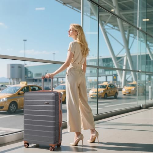 Cosbarn Luggage Sets 5 Piece, Hardshell Suitcases with Wheels, TSA Lock - color: Grey