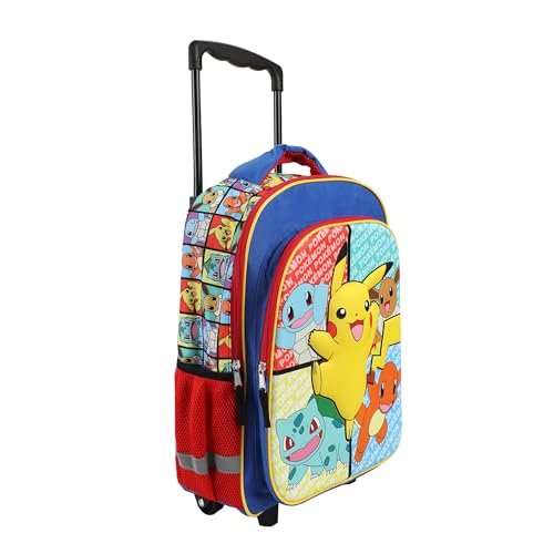Bioworld Pokemon Pikachu And Favorite Characters 16" Youth Rolling Backpack - color: POK Characters