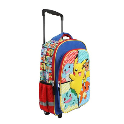 Bioworld Pokemon Pikachu And Favorite Characters 16" Youth Rolling Backpack - color: POK Characters
