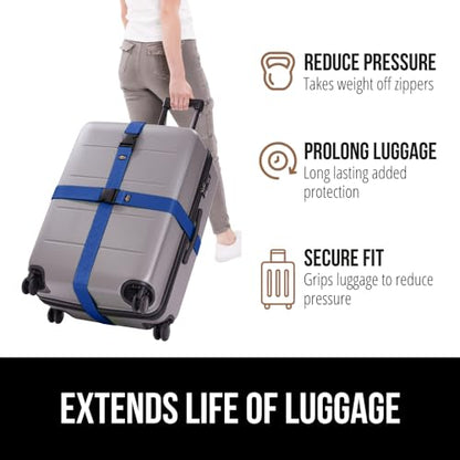 GORILLA GRIP Heavy Duty Luggage Straps for Suitcase, 4 Pack, Blue - color: Blue