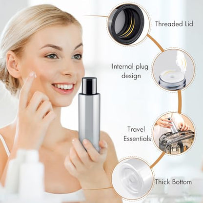 200ML Travel Size Toiletries, 3 Pack Travel Size Containers | Double Leak Proof & Refillable Plastic Travel Bottles for Shampoo, Lotion, Body Wash with 6pcs Labels - color: Grey, size: 200ml(3pcs)