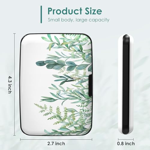 Credit Card Holder, RFID Blocking Aluminum Hard Case,Plant Leaves - color: Green Plant Leaves