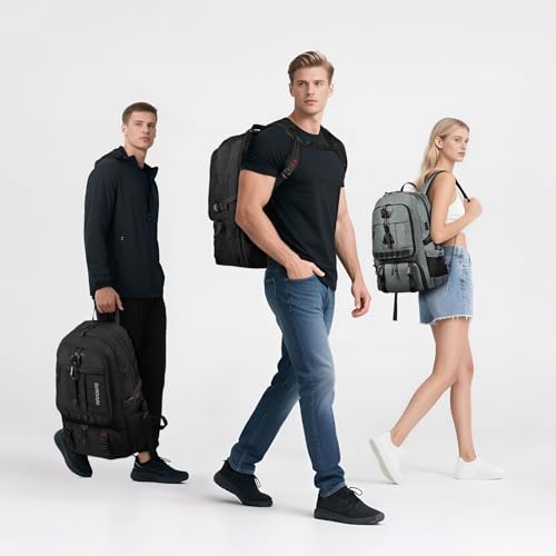 Travel Backpack with Shoe Compartment 45L TSA Carry on Fits 18.4" - color: Expandable Light Grey