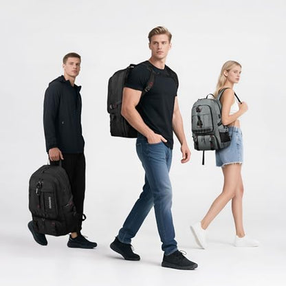 Travel Backpack with Shoe Compartment 45L TSA Carry on Fits 18.4" - color: Expandable Black