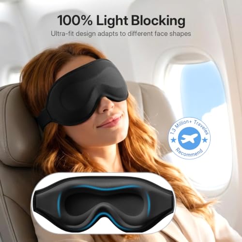 LitBear Sleep Mask for Lash Extension, Blackout Sleeping Mask for Women Men - color: Black