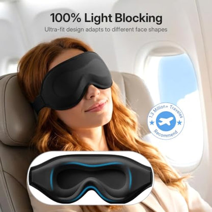 LitBear Sleep Mask for Lash Extension, Blackout Sleeping Mask for Women Men - color: Black