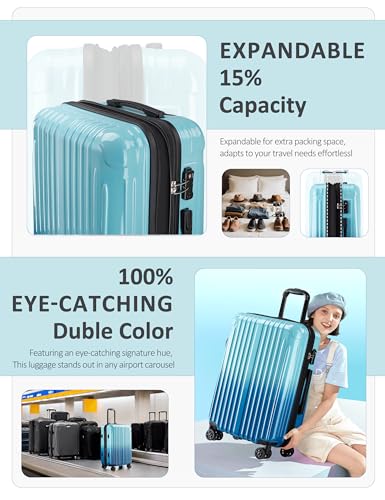 Expandable Carry on Luggage Suitcase with Wheels - color: Ice, size: S(20In Carry-on)