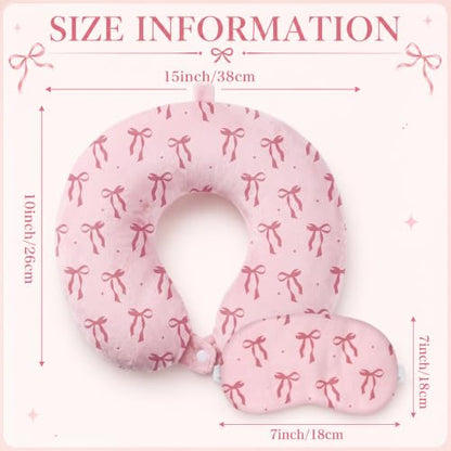 Gilprop 2 Pcs Bow Neck Pillow for Travel with Sleep Eye Mask - style: Bow