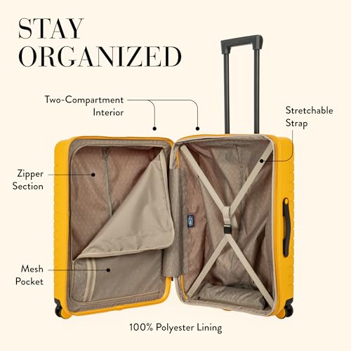 Bric's B|Y Ulisse Checked Luggage with Spinner Wheels – Expandable Lightweighted Hard Shell Suitcase, TSA Combination Lock - Removeable Wash Bag Included - 28 Inch, Mango - color: Mango, size: Checked-medium