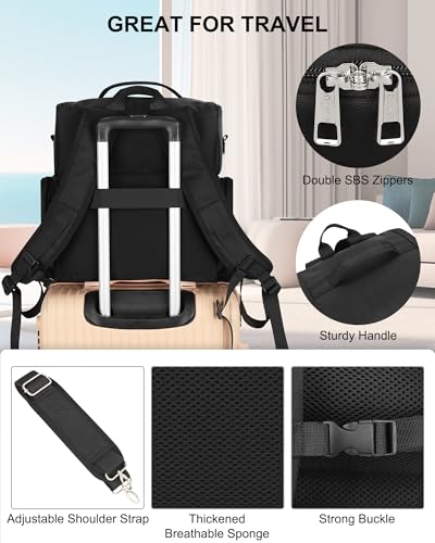 Relavel Tattoo Travel Case, Tattoo Backpack with 4 Inner Removable Pouches - color: Black