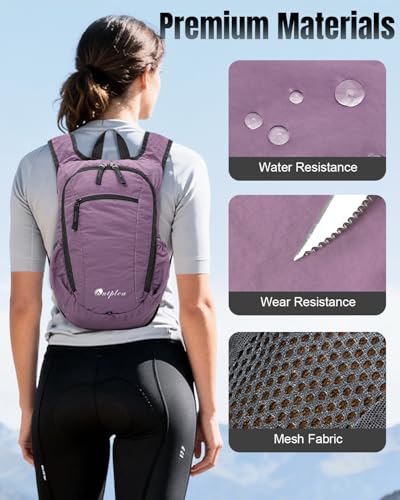 Small Foldable Hiking Backpack for Women Men, 15L Ultralight Collapsible Daypack for Traveling Outdoor Daily, Purple - color: Purple