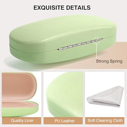 Marvolia Glasses Case Hard Shell - PU Leather Eyeglass Cases Eyeglasses Case for Sunglasses Eye Glasses Cases - color: Green, size: Standard