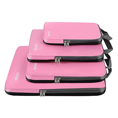 BAGAIL 4 Set/6 Set/8 Set Compression Packing Cubes Travel Accessories Expandable Packing Organizers (Cloth Pattern, 4-Pink) - color: 4-Pink, style: Cloth Pattern