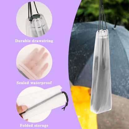 Mozeat Lens 6 Pcs Umbrella Bags Wet Umbrella Cases Clear Umbrella Cover Wet Umbrella Bags Folding Umbrella Storage Bag Waterproof Travel Umbrellas Sleeves with Drawstring