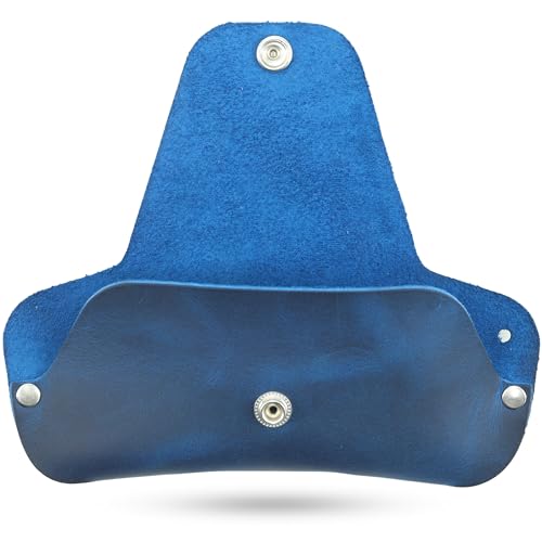 Toprank Slim Leather Glasses Case - Handmade Eyeglass & Sunglasses Holder - color: Blue