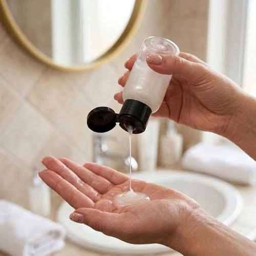 6 Pcs 1.7oz/50ml Travel Size Bottles for Toiletries, Black Lid - color: Black Lid, size: 50ml