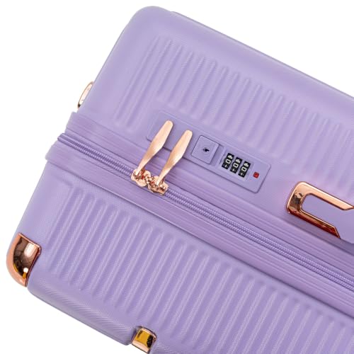 4-Piece Hardside Luggage Set, Lightweight ABS Suitcase with 360° Dual Spinner Wheels, TSA Password Lock, Portable Travel Luggage, Purple