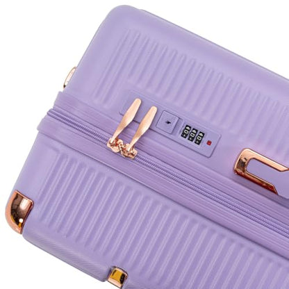 4-Piece Hardside Luggage Set, Lightweight ABS Suitcase with 360° Dual Spinner Wheels, TSA Password Lock, Portable Travel Luggage, Purple