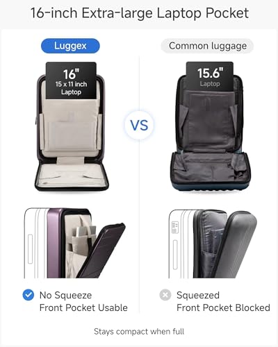 LUGGEX Carry On Front Pocket Expandable Suitcase, Purple, 20" - color: Purple, size: 20 Inch