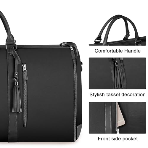 Ytonet Garment Bags for Travel, Convertible Garment Duffle Bags - color: Prue Black, style: Tote