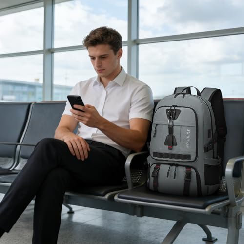 Travel Backpack with Shoe Compartment 35L TSA Carry on Fits 18.4" - color: Standard Grey