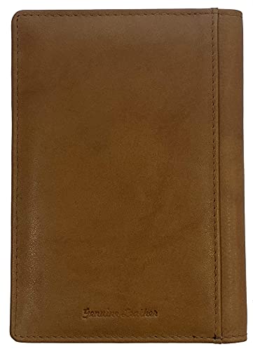 Personalized Monogrammed Antique Saddle Leather RFID Passport Wallet - color: Antique Saddle, style: Minimalist