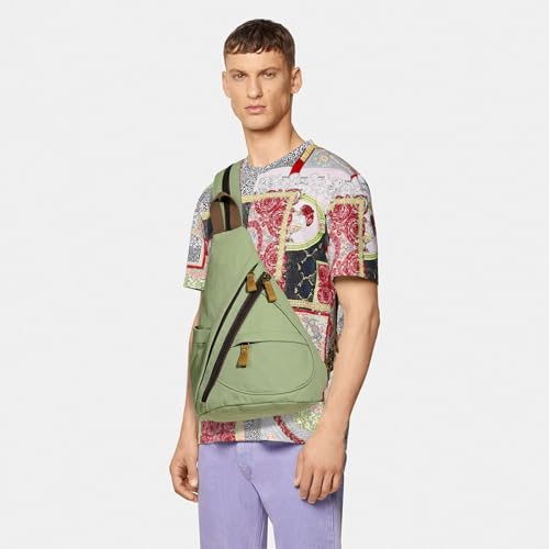 KL928 Canvas Sling Bag - Small Crossbody Backpack Shoulder Casual Daypack Rucksack for Men Women(MatchaGreen) - color: Canvas-matchagreen