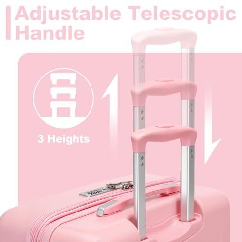 Kono 24 Inch Expandable Checked Luggage with Spinner Wheels TSA Lock Pink - color: Pink, size: 24"