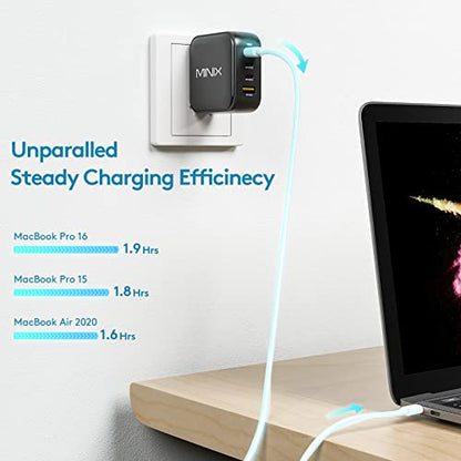 MINIX P3 100W Turbo 4-Port GaN Travel Wall Charger USB C PD Power Adapter - size: 100W