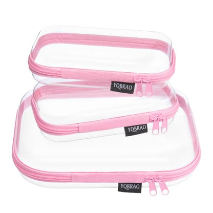 YQBRAO Clear Hard Shell Organizer Cases, 3-Pack, Pink - color: Pink, size: MSS
