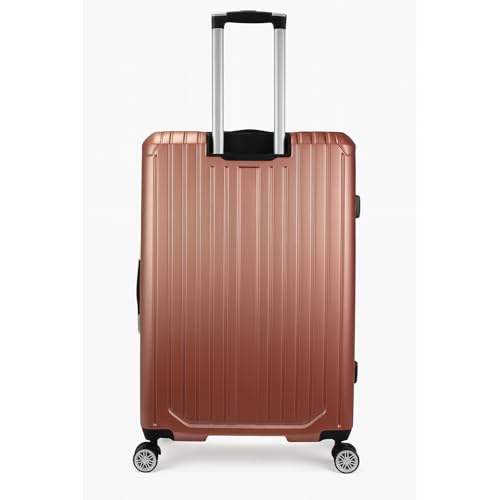 World Traveler Dejuno Beaumont Lightweight Hardside Expandable Spinner Luggage, Rose Gold, Large Checked - color: Rose Gold, size: Large Checked