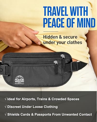 여행용 머니 벨트, 여권 홀더, RFID 차단, 땀 방지, 블랙., 땀 방지 - color: 블랙., size: Sturdy