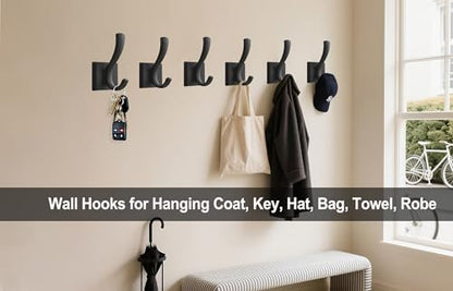 TOFIIGREM Black Towel Hooks, Coat Robe Hooks Bathroom Entryway Mudroom Pool Hooks for Wall Mount Hanging Towels Bathrobe Key Hat Backpack (2 Pack, Black) - color: Black, size: 2 Pack
