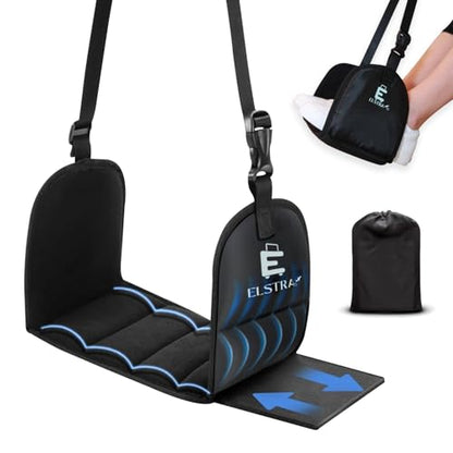Luxury Airplane Foot Hammock - Removable Base & 60D Premium Memory Foam Footrest for Travel, Office, Gaming & Train - No Foot Clashing, Adjustable, Waterproof, Pouch + Stick-On Guide Included