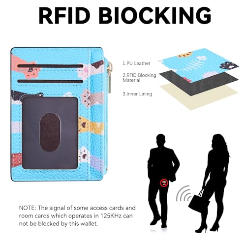 Tipmile Womens Credit Card Holder Wallet, Small Slim RFID Blocking Sleeve - color: Paw-fun