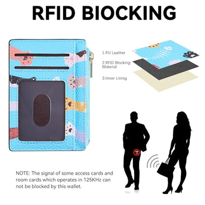 Tipmile Womens Credit Card Holder Wallet, Small Slim RFID Blocking Sleeve - color: Paw-fun