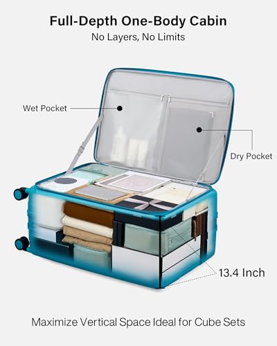 Hanke Expandable Large Checked Luggage, 28 Inch Top Opening Suitcase - color: Caribbean Blue, size: 28 Inch EXT
