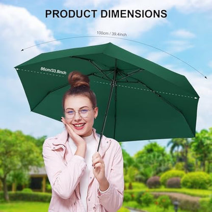 Mini Umbrella for Travel with Case Small Compact Sun Rain Tiny for Purse - color: 1.2Dark Green