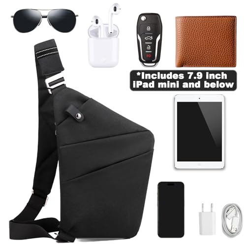 Anti Theft Travel Bag Sling Cross-body Bag Large Capacity - color: Black, style: Left Shoulder