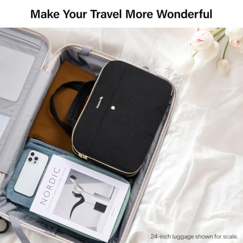 Hanke Hanging Travel Toiletry Bag with Jewelry Organizer, Black - color: Black