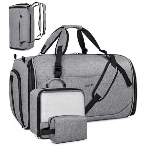 Convertible Garment Bag for Travel, 4-in-1 Backpack for Women Men, 3pcs 50L - color: C-Grey