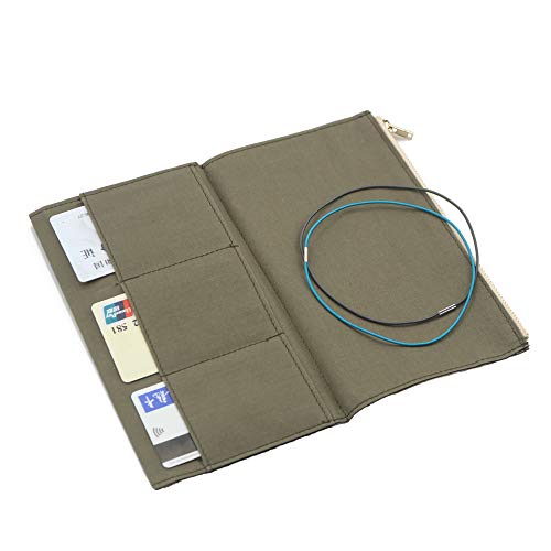 Standard Travelers Notebook Wallet Insert Pocket with 2 Elastic Bands,1 Canvas Zipper Pouch Refill for TN Accessories Kit Card Holder Storage Bag File Folder Stationery - style: Green Standard Size