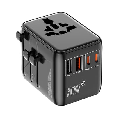 GaN 70W International Travel Adapter 6-in-1 for US/JP, EU, UK, AU